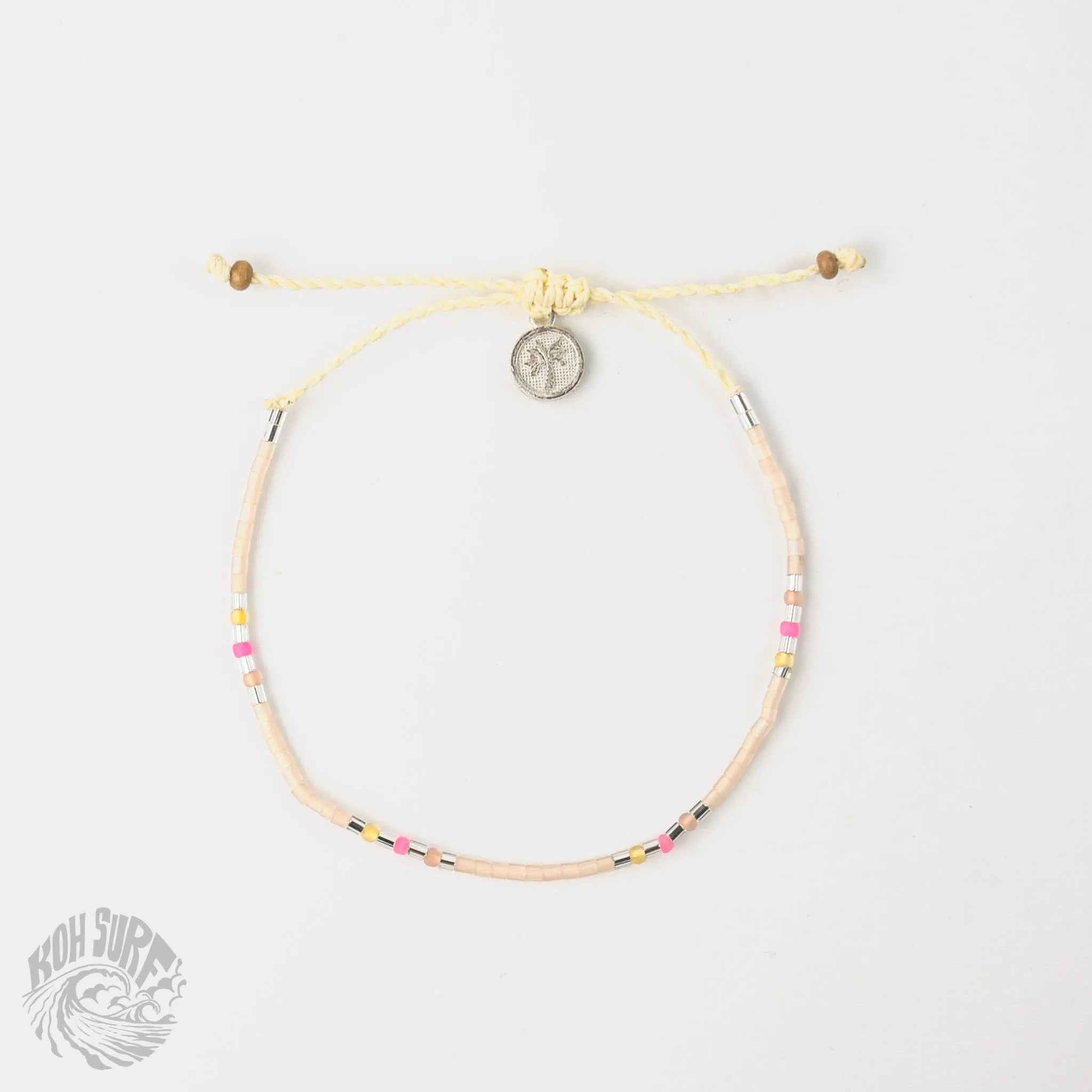 Pineapple Island -  Alila Dainty Beaded Bracelet, Surf Jewelry by Koh Surf: Pink