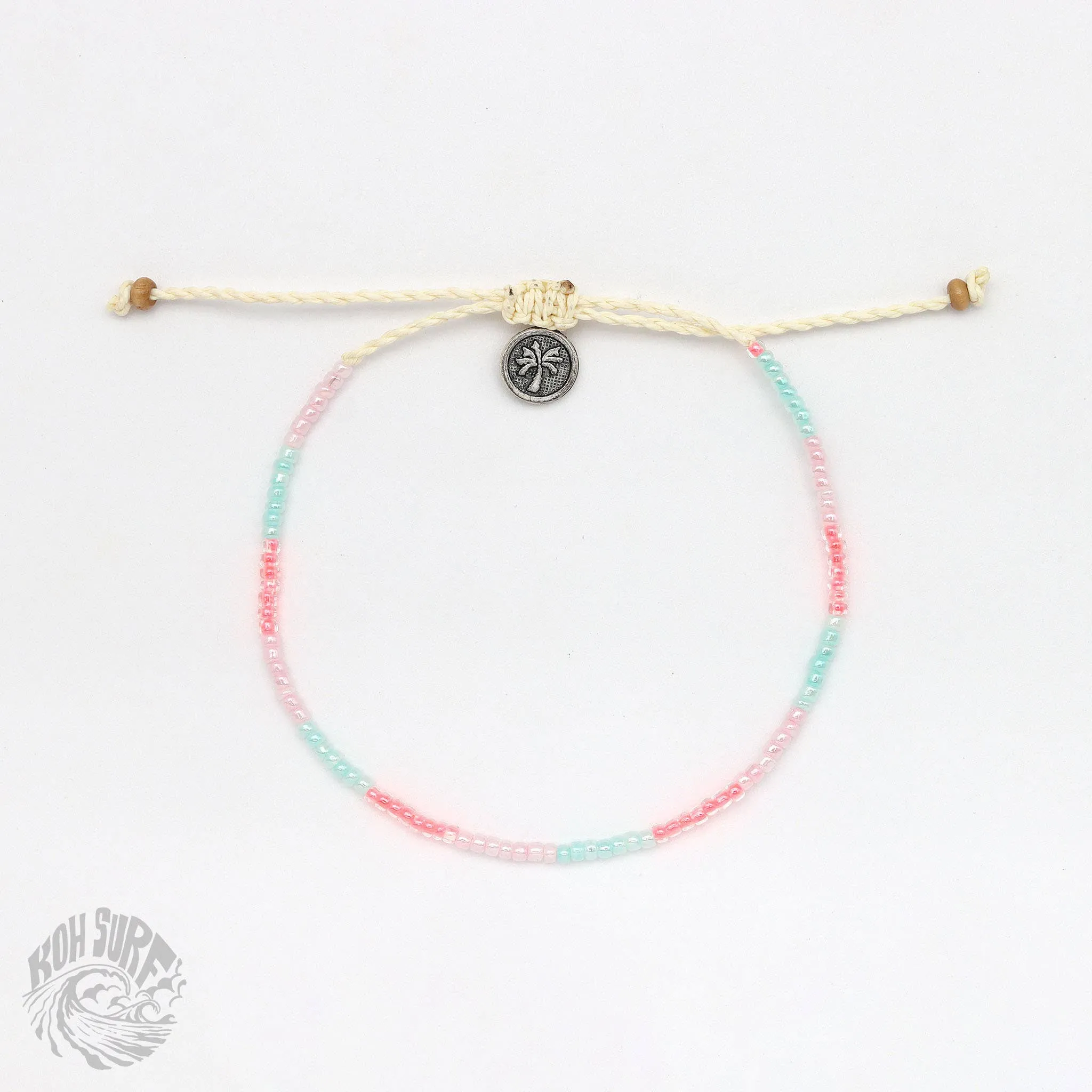 Pineapple Island -  Alila Dainty Beaded Bracelet, Surf Jewelry by Koh Surf: Pink