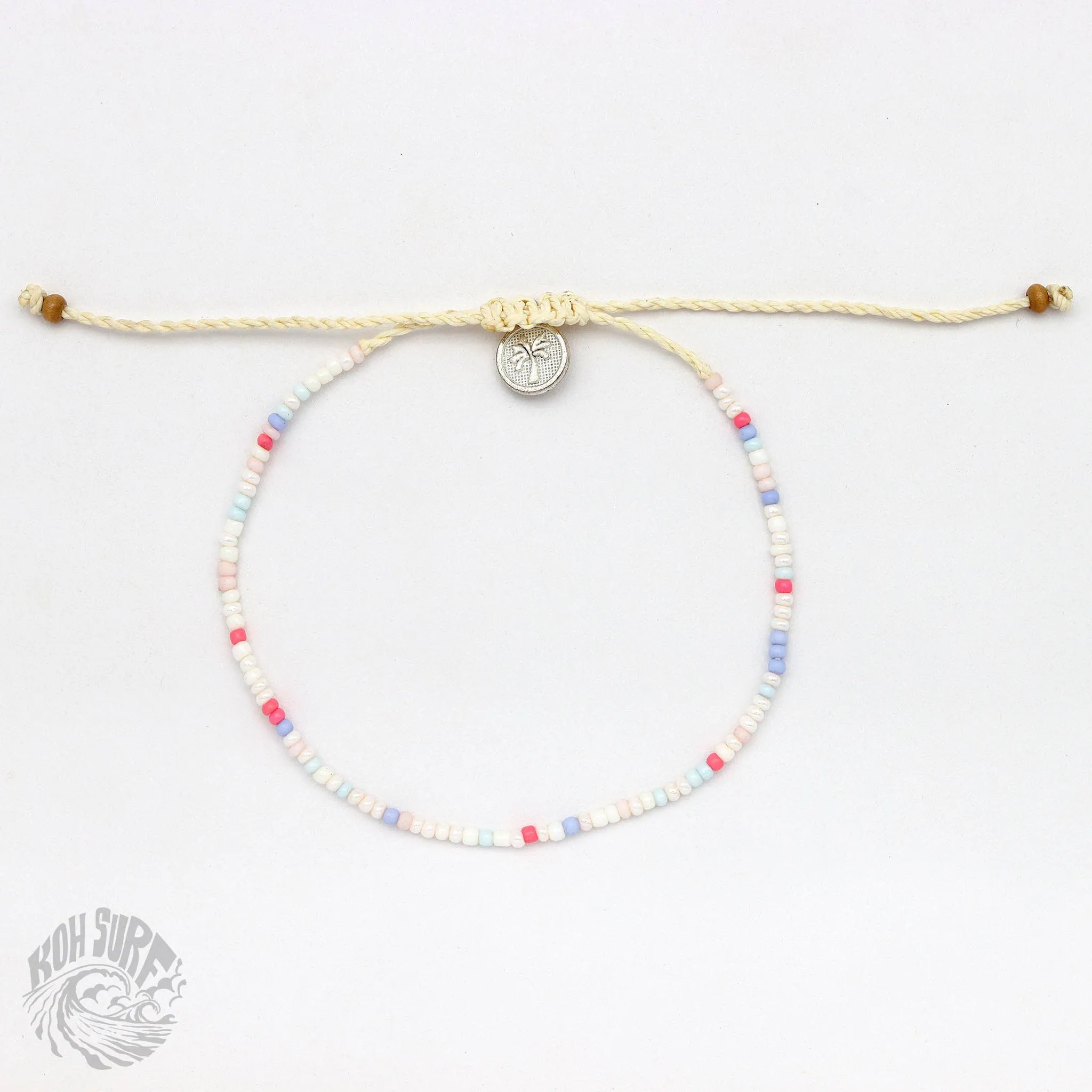 Pineapple Island -  Alila Dainty Beaded Bracelet, Surf Jewelry by Koh Surf: Pink