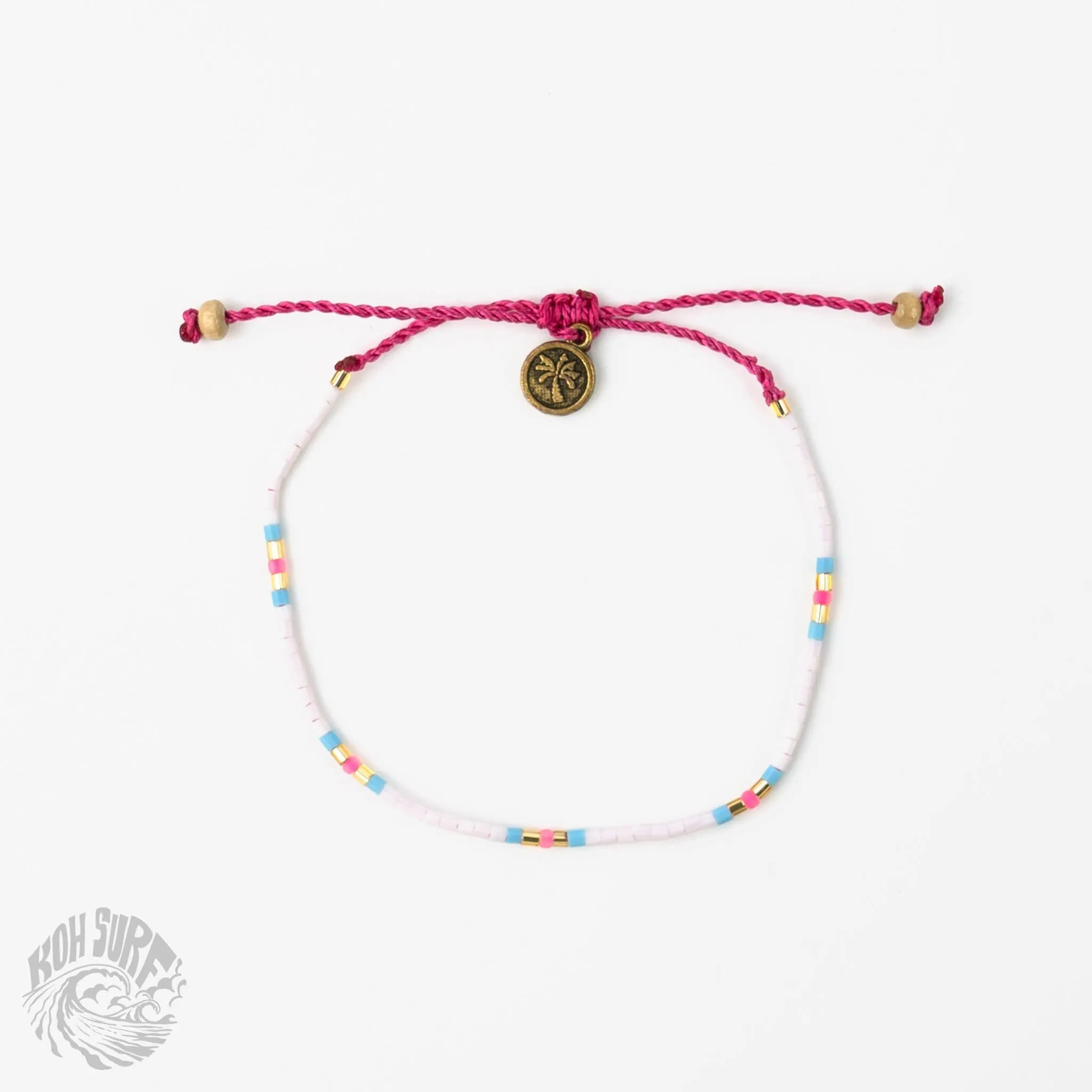 Pineapple Island -  Alila Dainty Beaded Bracelet, Surf Jewelry by Koh Surf: Pink