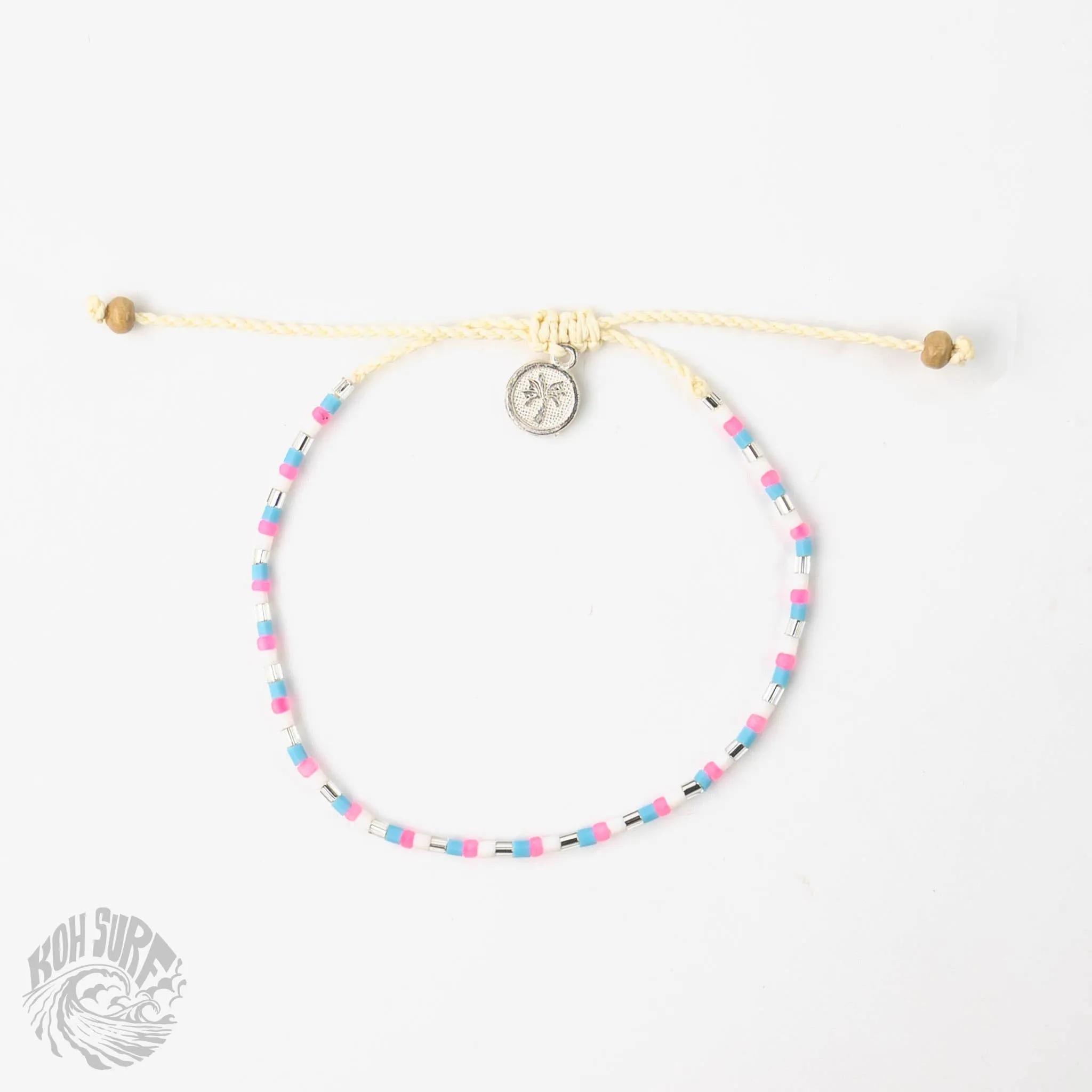 Pineapple Island -  Alila Dainty Beaded Bracelet, Surf Jewelry by Koh Surf: Pink