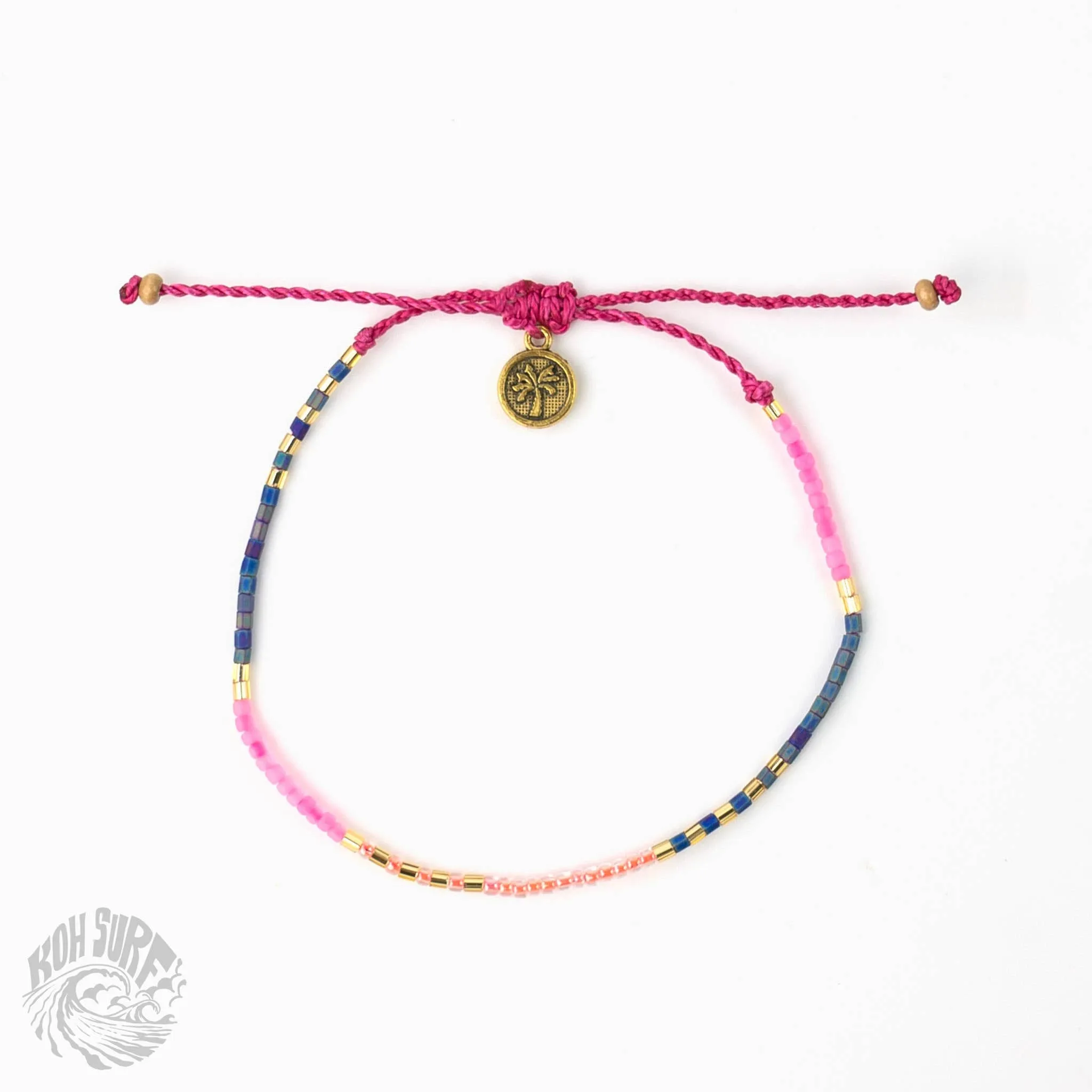 Pineapple Island -  Alila Dainty Beaded Bracelet, Surf Jewelry by Koh Surf: Pink