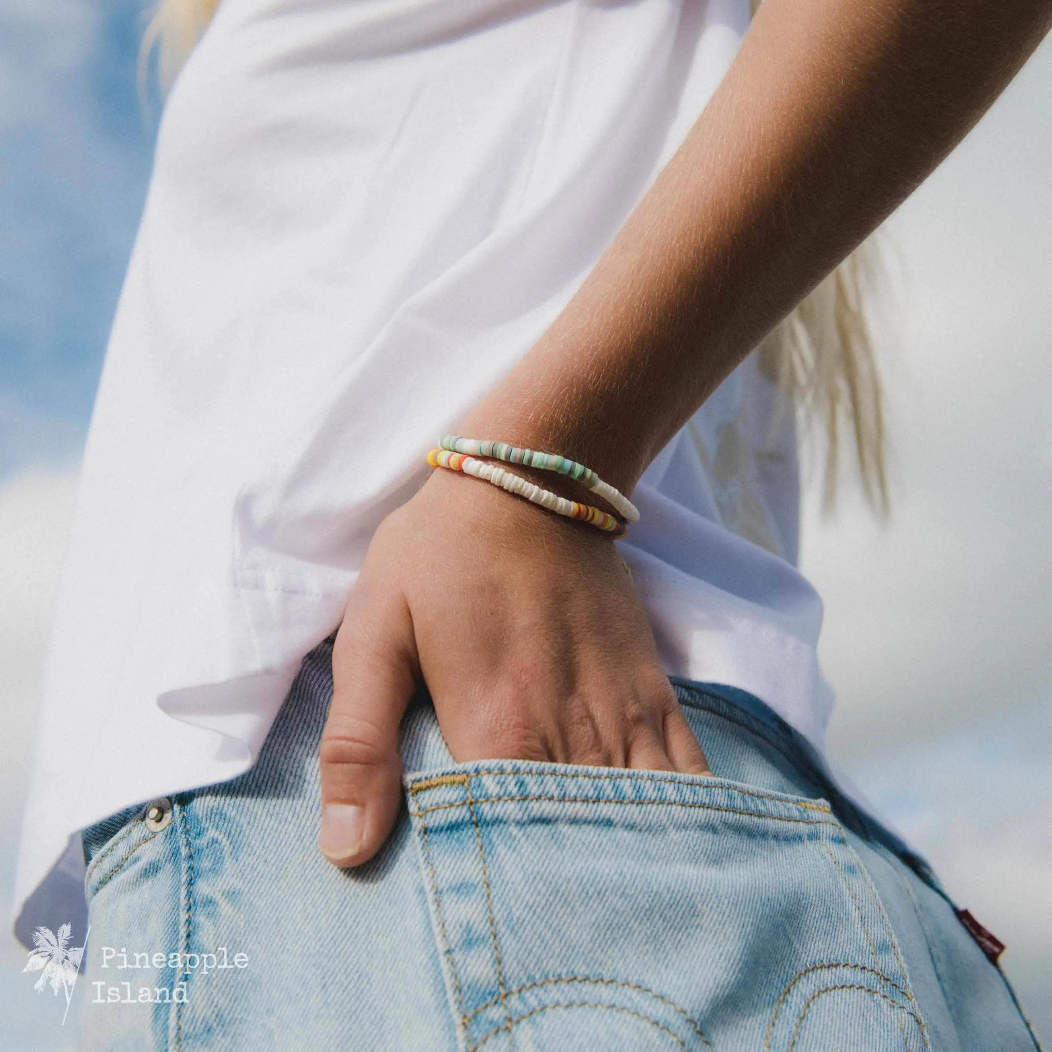 Pineapple Island - Manu Bay Surfer Bracelet, Beach Jewelry: Rainbow