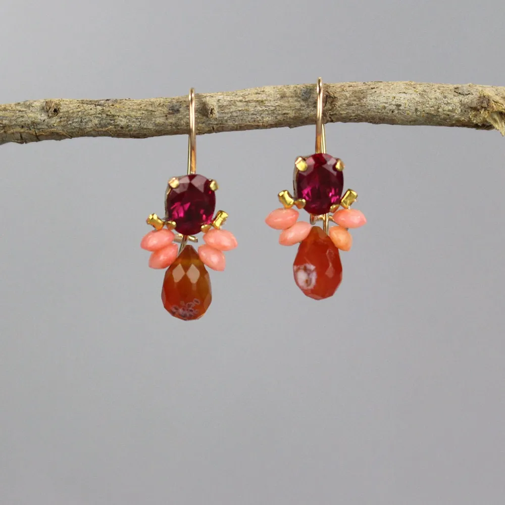 Pink and Orange Bee Earrings