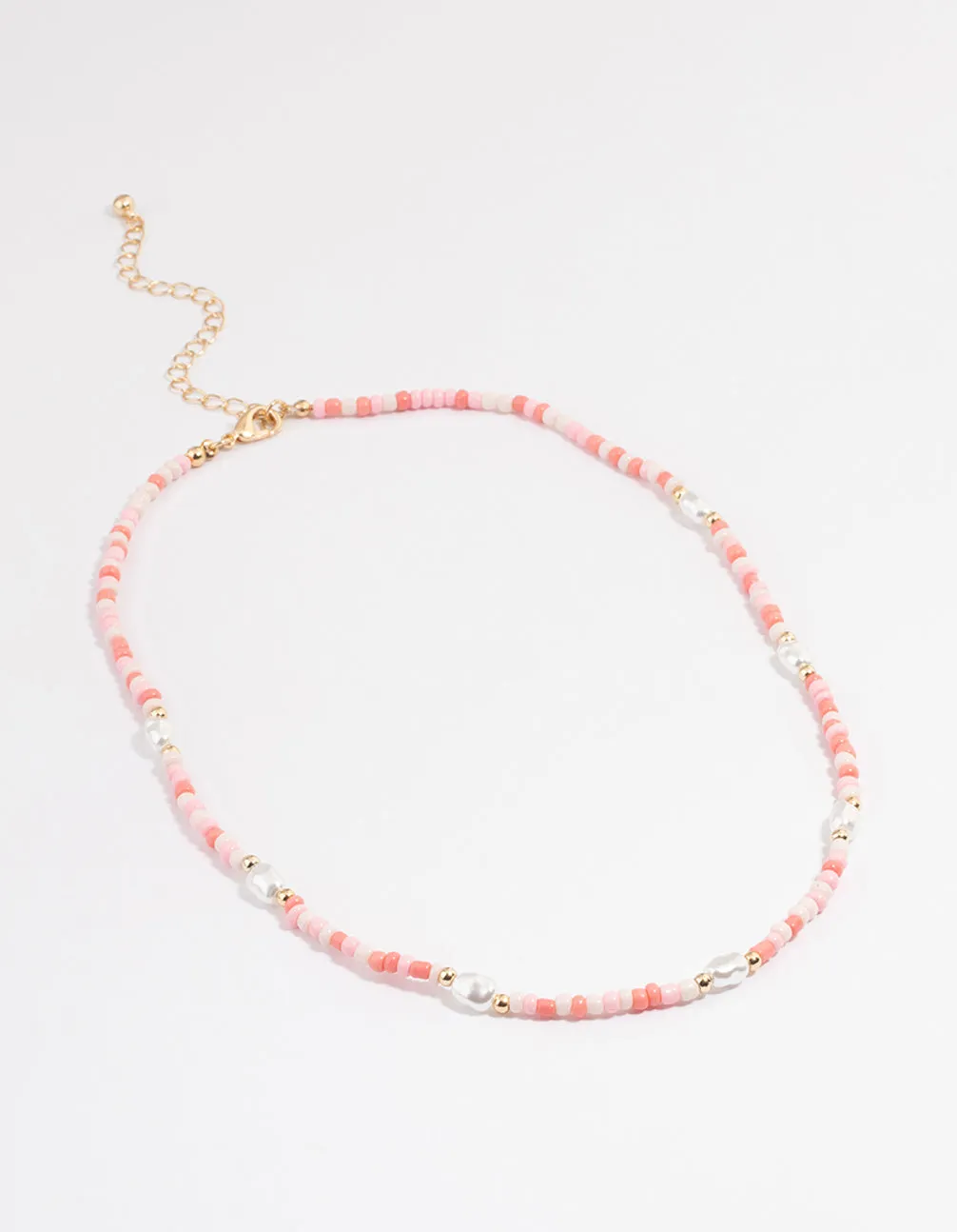 Pink Beaded Pearl Necklace