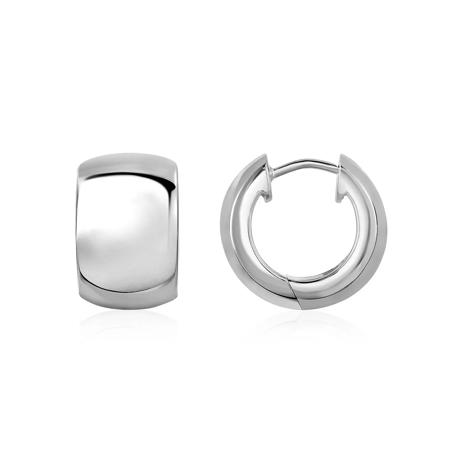 Polished Round Hoop Earrings in Sterling Silver