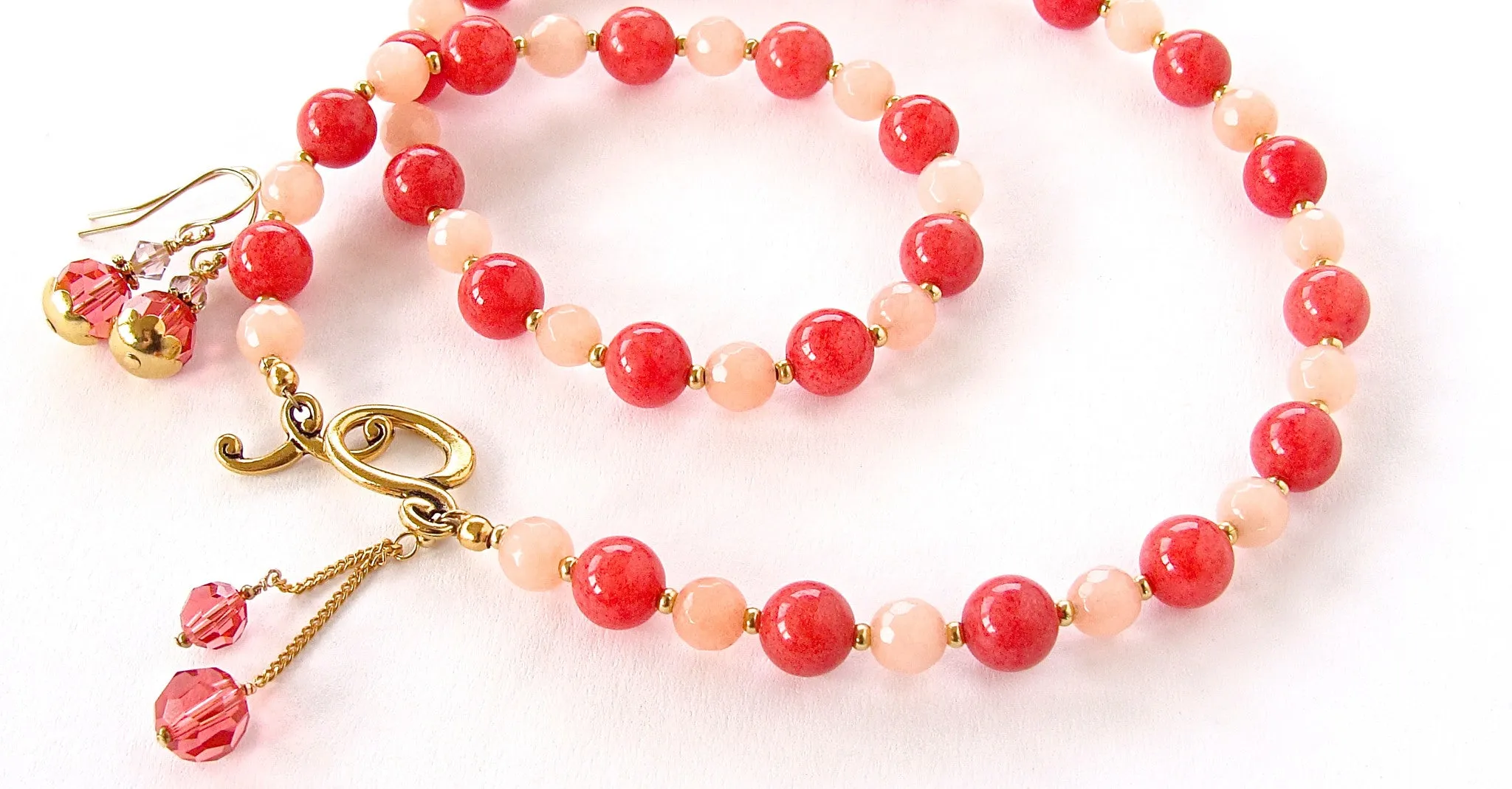 Poppy: Coral Colored Necklace Set