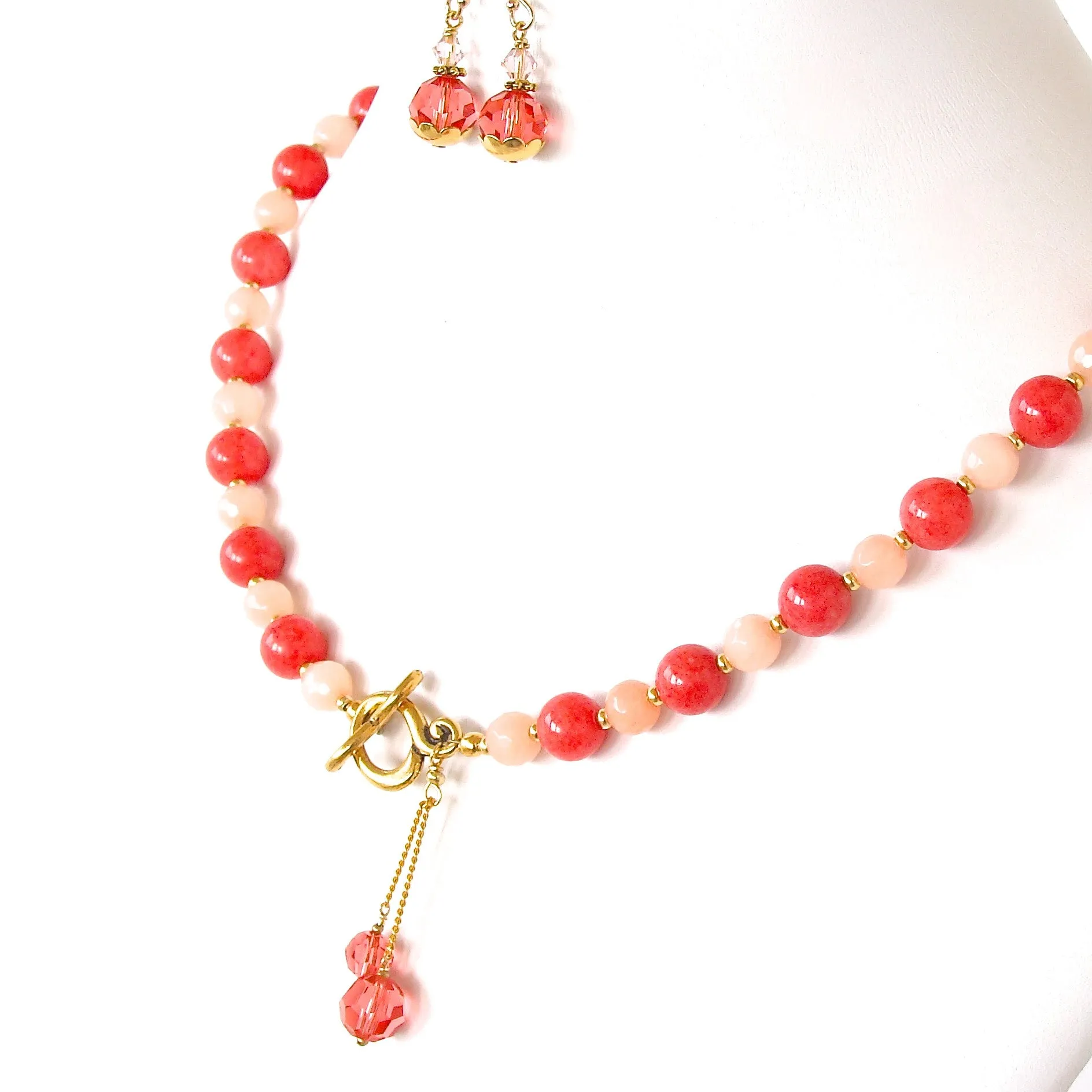 Poppy: Coral Colored Necklace Set