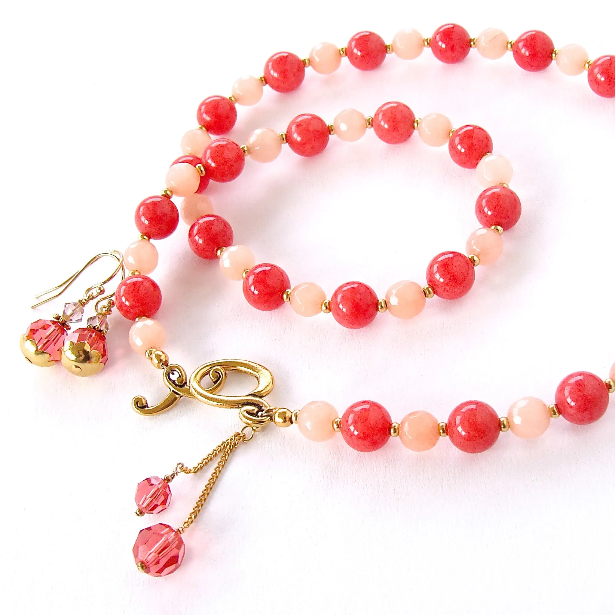 Poppy: Coral Colored Necklace Set