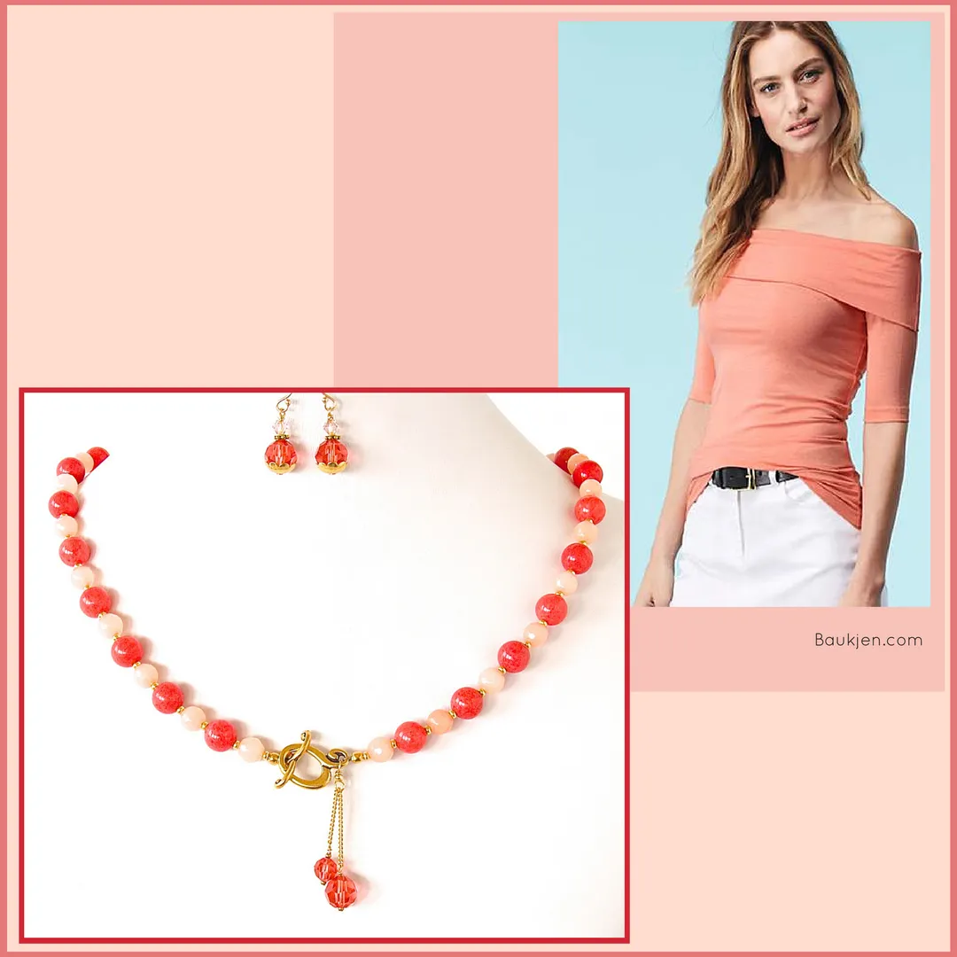 Poppy: Coral Colored Necklace Set