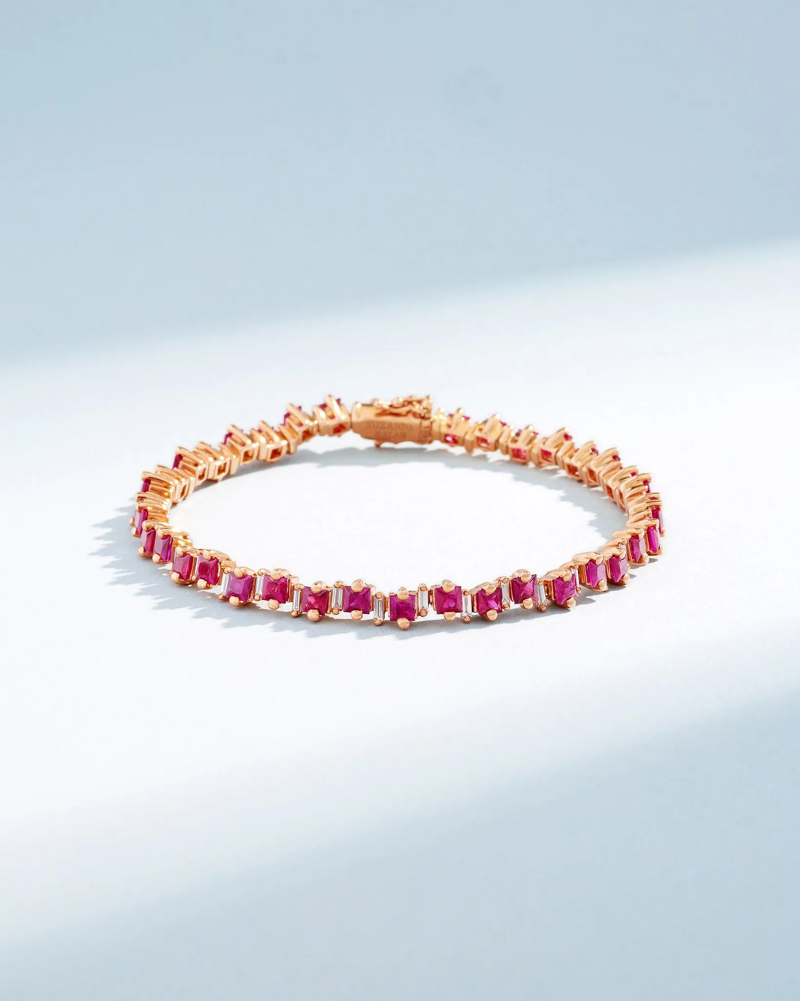 Princess Staggered Ruby Tennis Bracelet