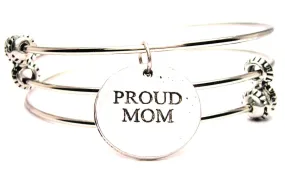 Proud Mom Triple Style Expandable Bangle Bracelet