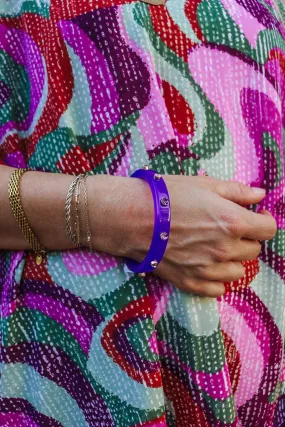 Purple Acrylic Bangle with Stone Accents