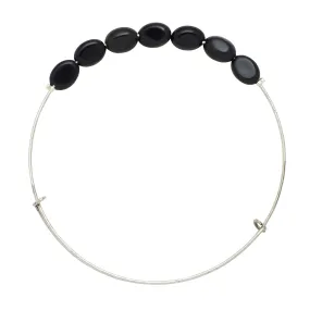 "Black Agate" Oval Stone Wire Bangle