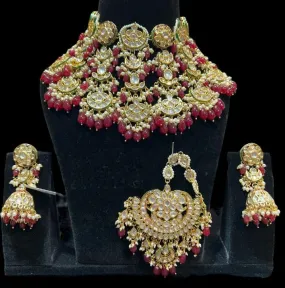 Radiant Red Gemstone Gold-Plated Jewelry Ensemble