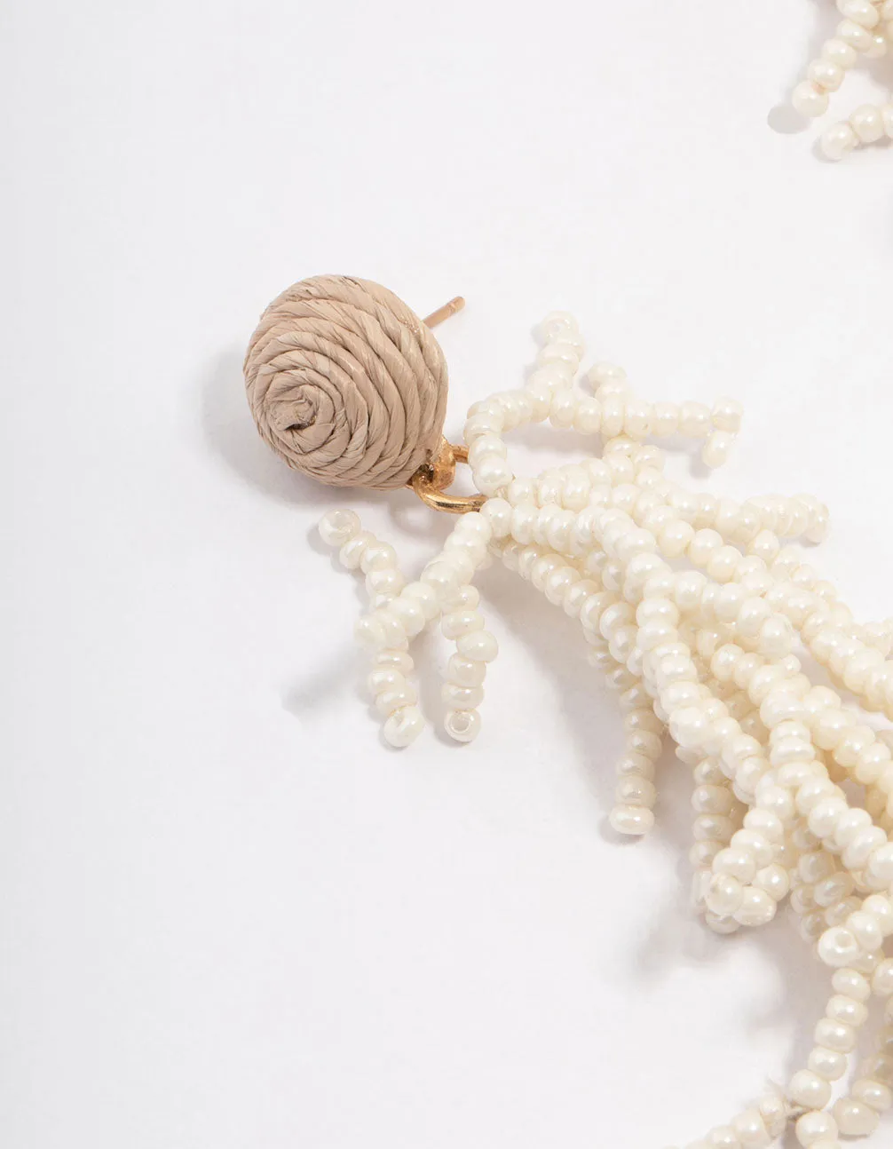 Raffia Sea Coral Drop Earrings