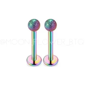 Rainbow Sparkle Sandblast Flat Back Earrings