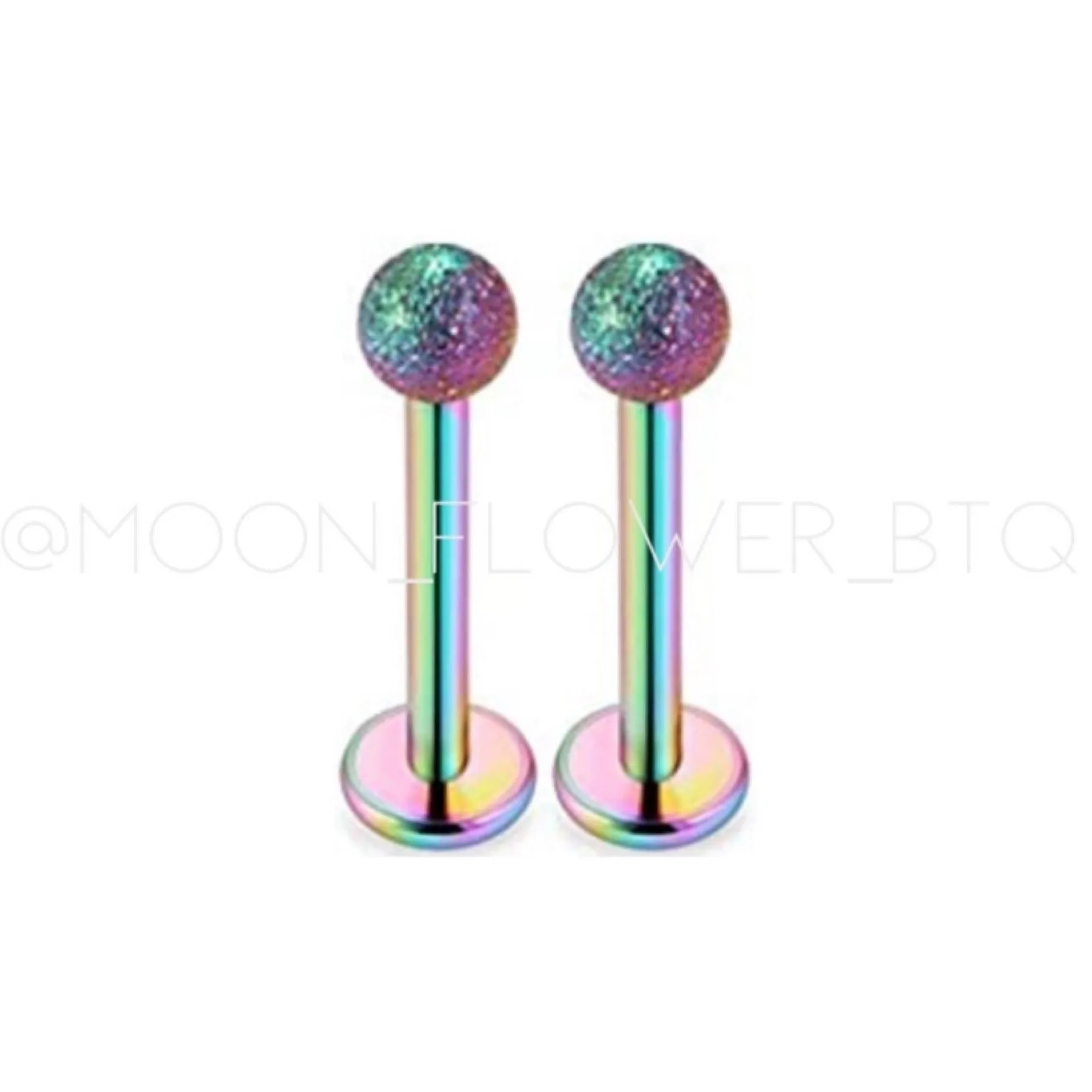 Rainbow Sparkle Sandblast Flat Back Earrings