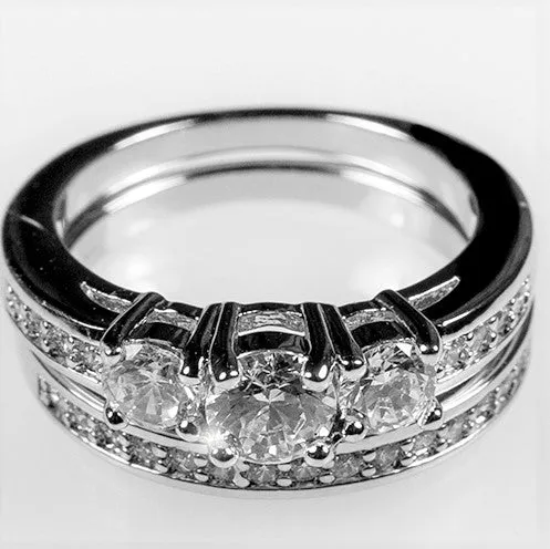 Raquel Three Round CZ Engagement Ring Set | 2.2ct