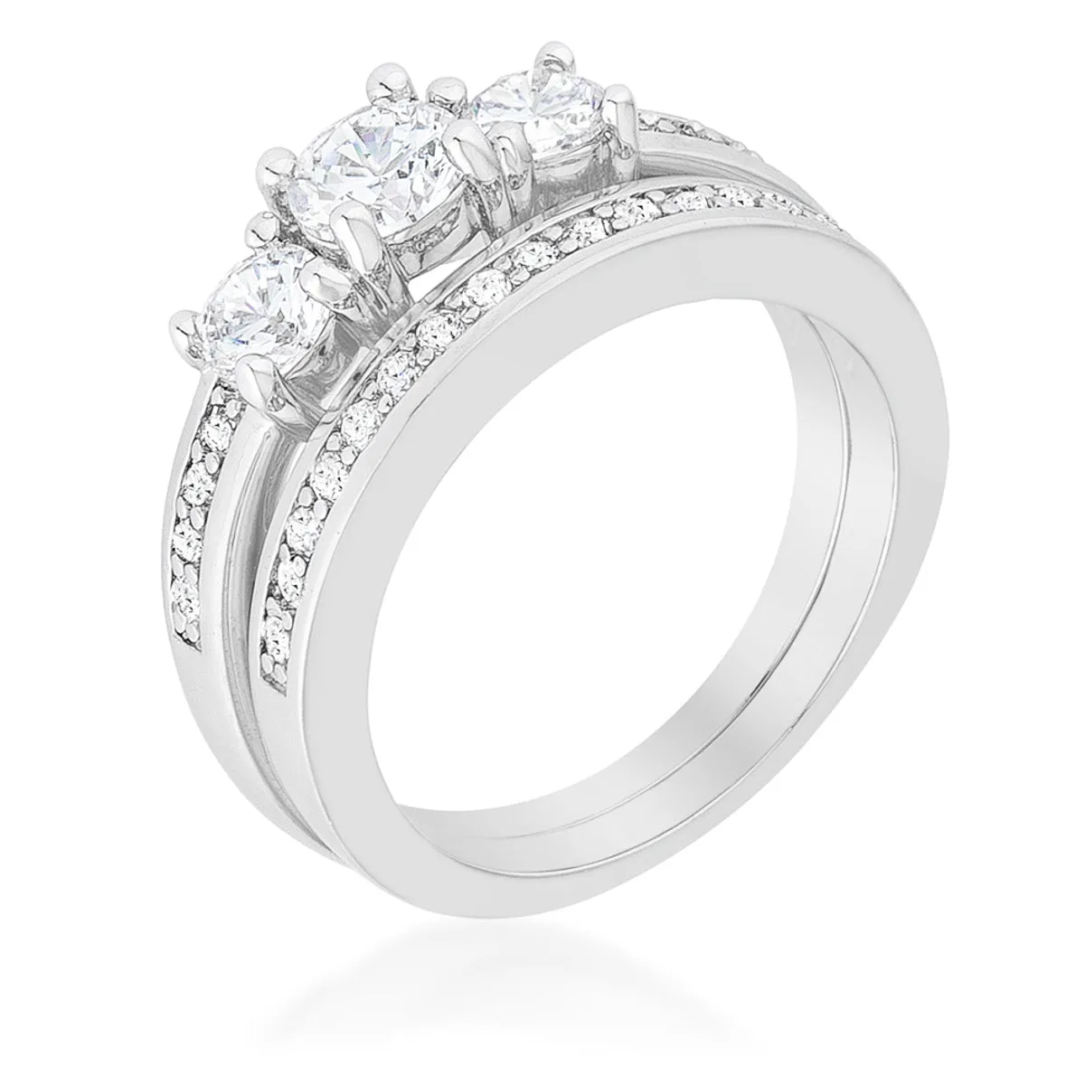 Raquel Three Round CZ Engagement Ring Set | 2.2ct