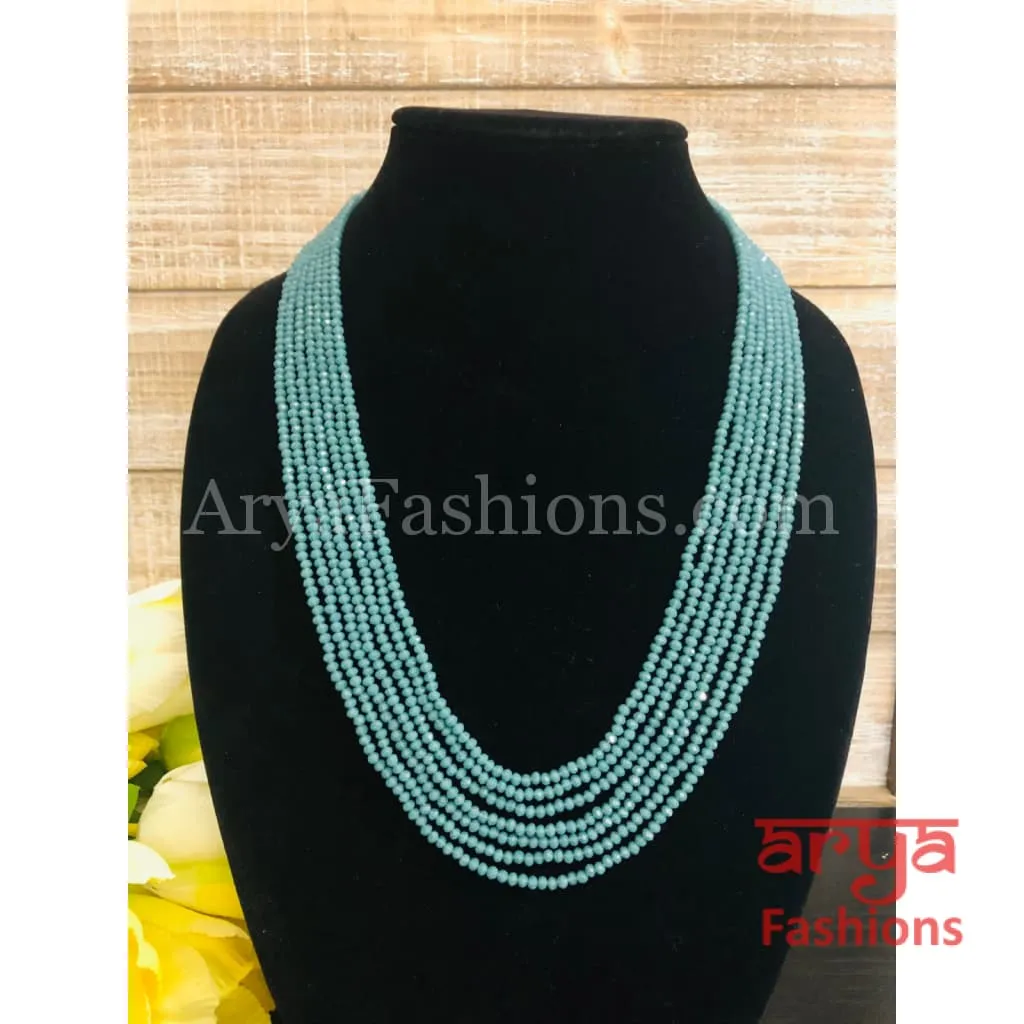 Razvi Blue Beads Multilayer Multi-strand Beaded Necklace