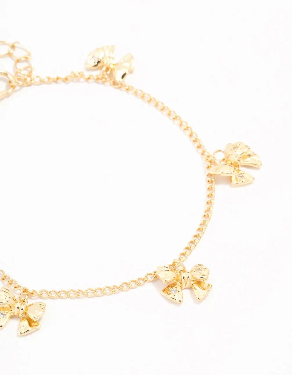 Real Gold Plated  Mini Bow Station Bracelet