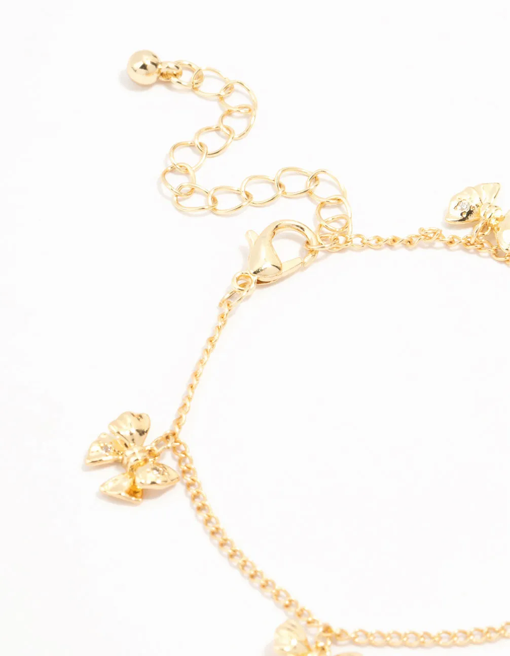 Real Gold Plated  Mini Bow Station Bracelet