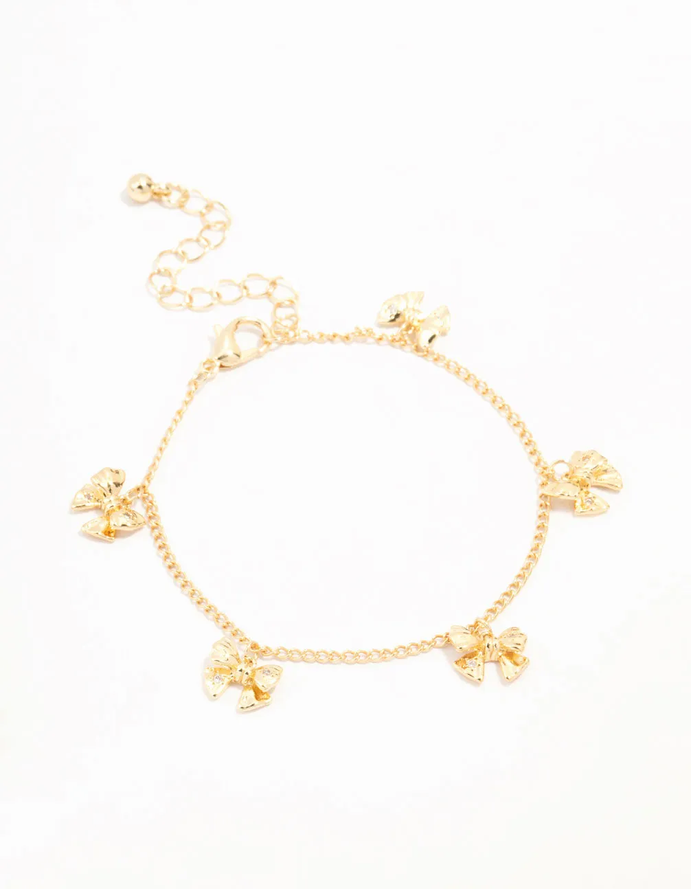 Real Gold Plated  Mini Bow Station Bracelet