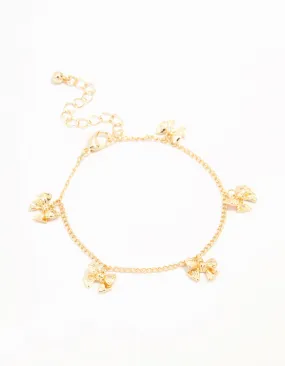 Real Gold Plated  Mini Bow Station Bracelet