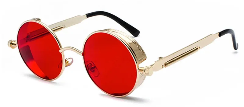 RED LENS SUNGLASSES WITH BLACK FRAMES