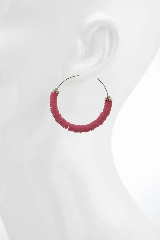 RESTOCKED! Lightweight Coral Color Beaded Hoop Earrings