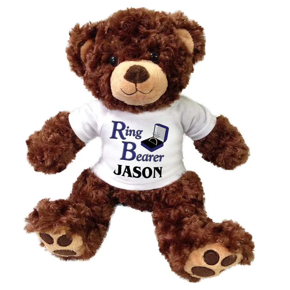 Ring Bearer Teddy Bear -  Personalized 13" Brown Vera Bear