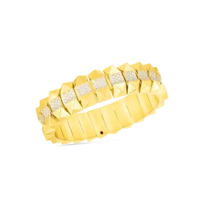 Roberto Coin Obelisco Yellow Gold Diamond Bangle