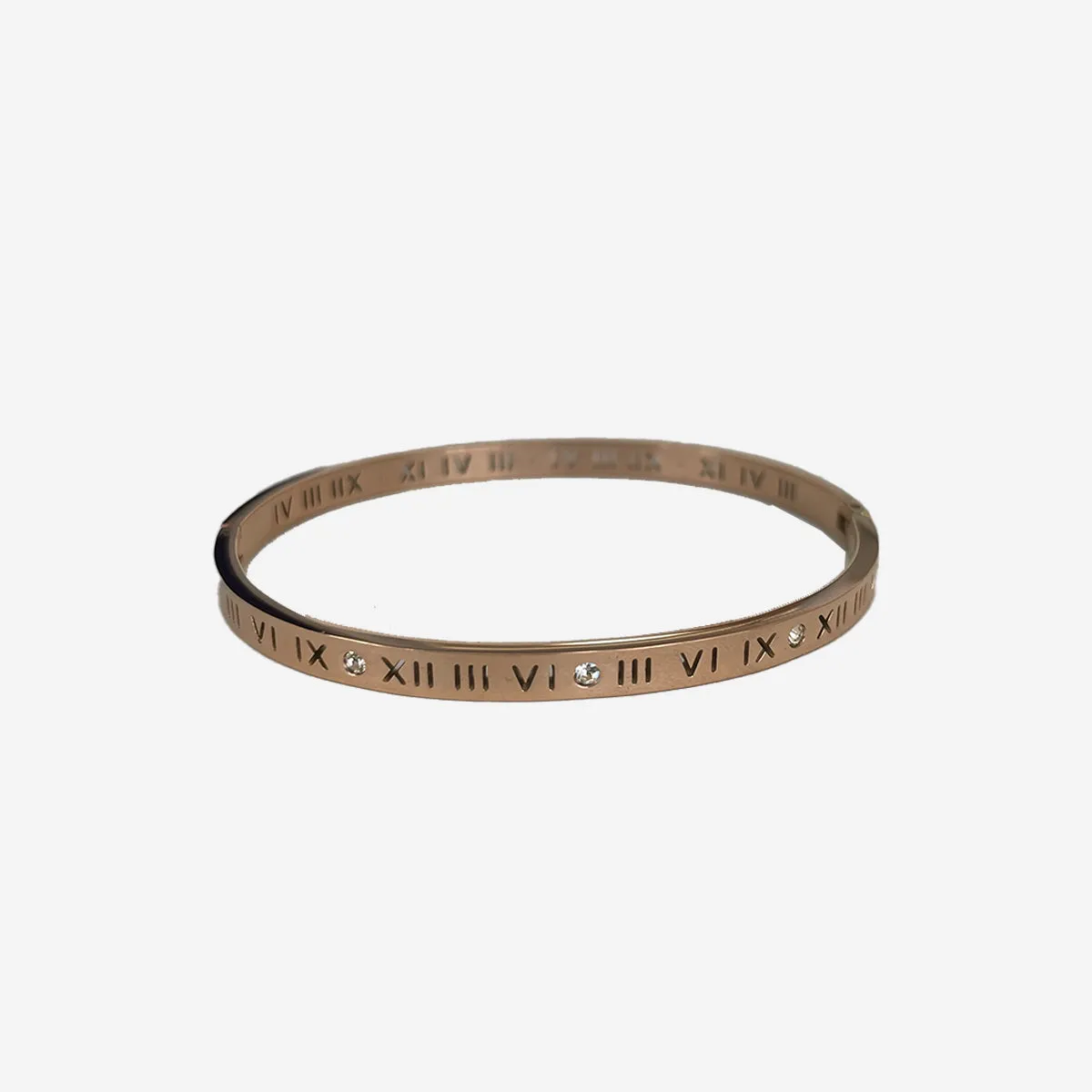 ROMAN NUMERALS BANGLE IN ROSE GOLD COLOUR