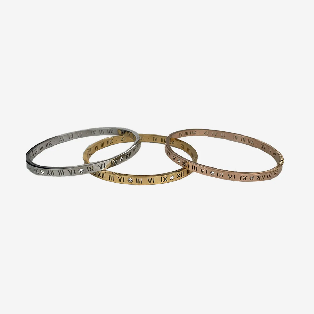 ROMAN NUMERALS BANGLE IN ROSE GOLD COLOUR