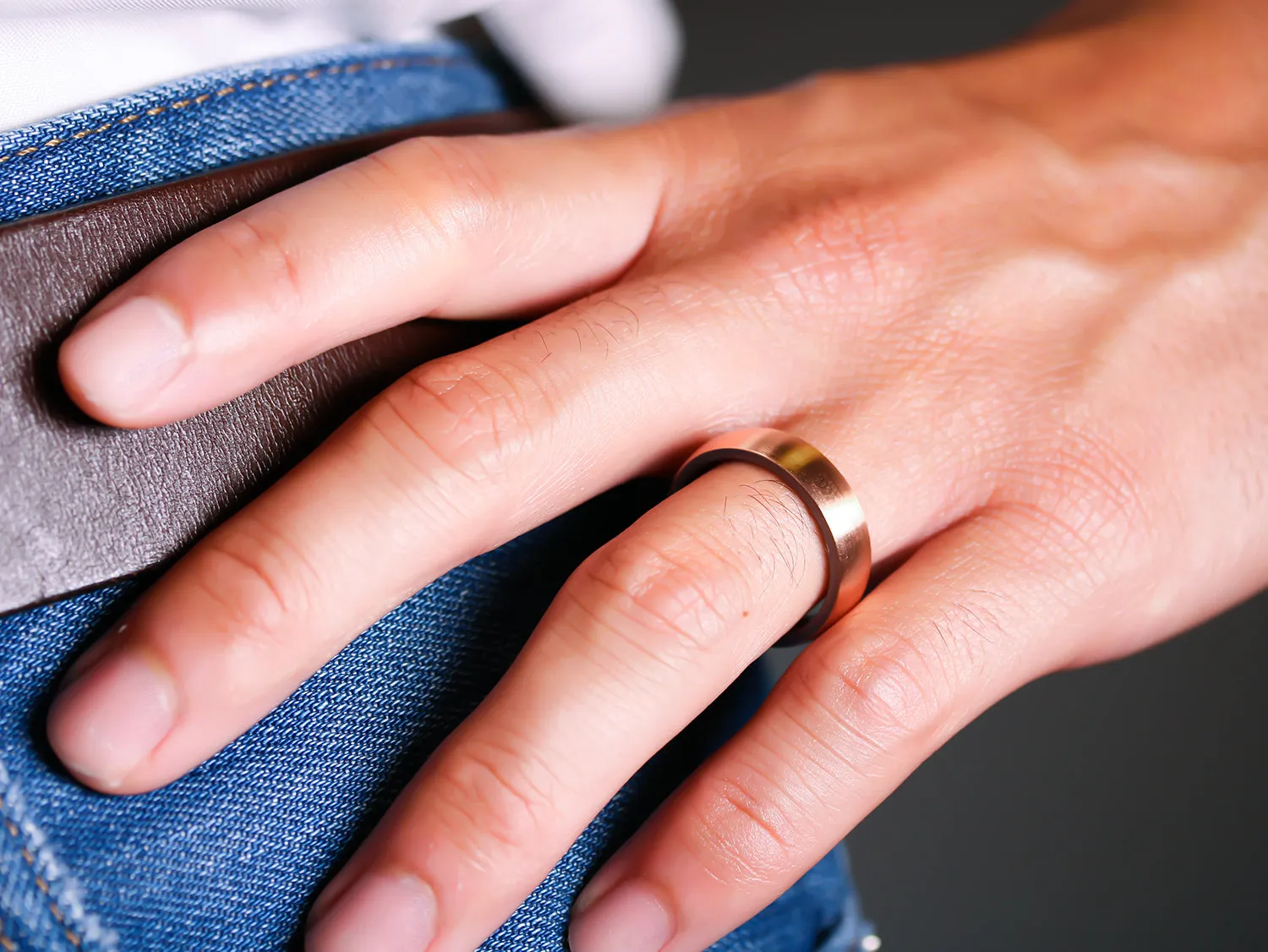 Rose Gold and Gray Tantalum Men's Wedding Band