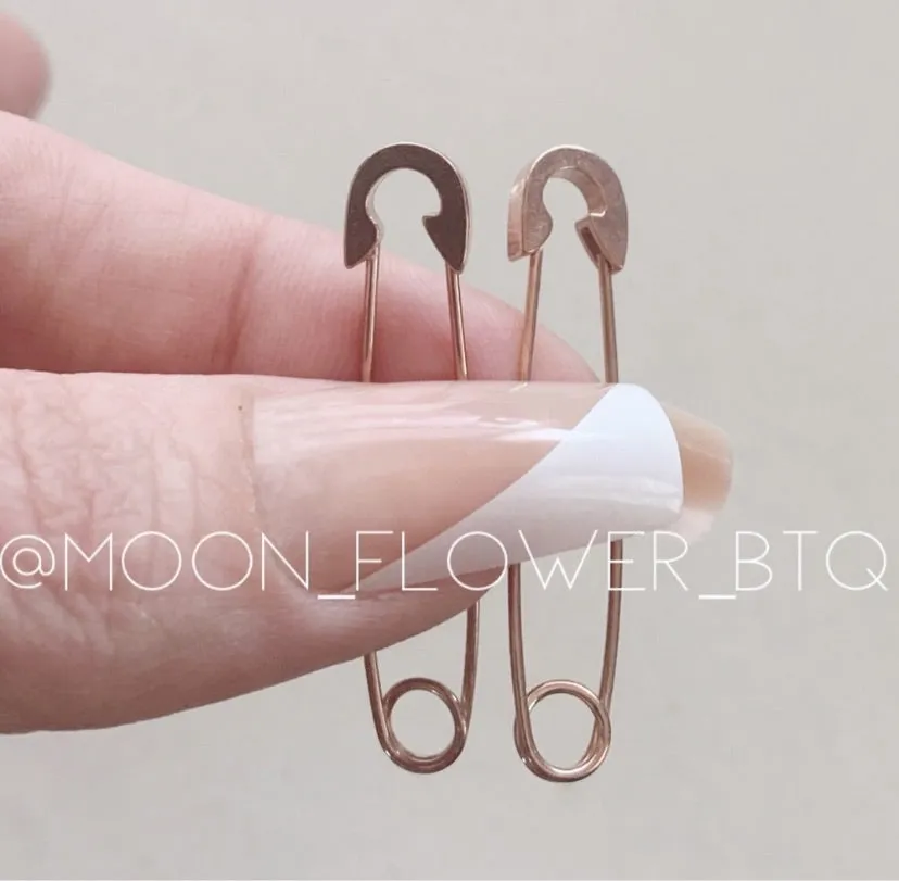 Rose Gold Stainless Steel Safety Pin Earrings