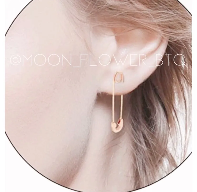 Rose Gold Stainless Steel Safety Pin Earrings