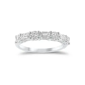 Round & Emerald-Cut Diamond Wedding Band