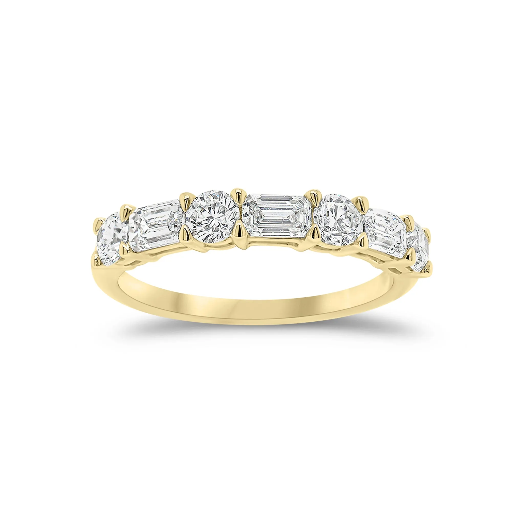 Round & Emerald-Cut Diamond Wedding Band