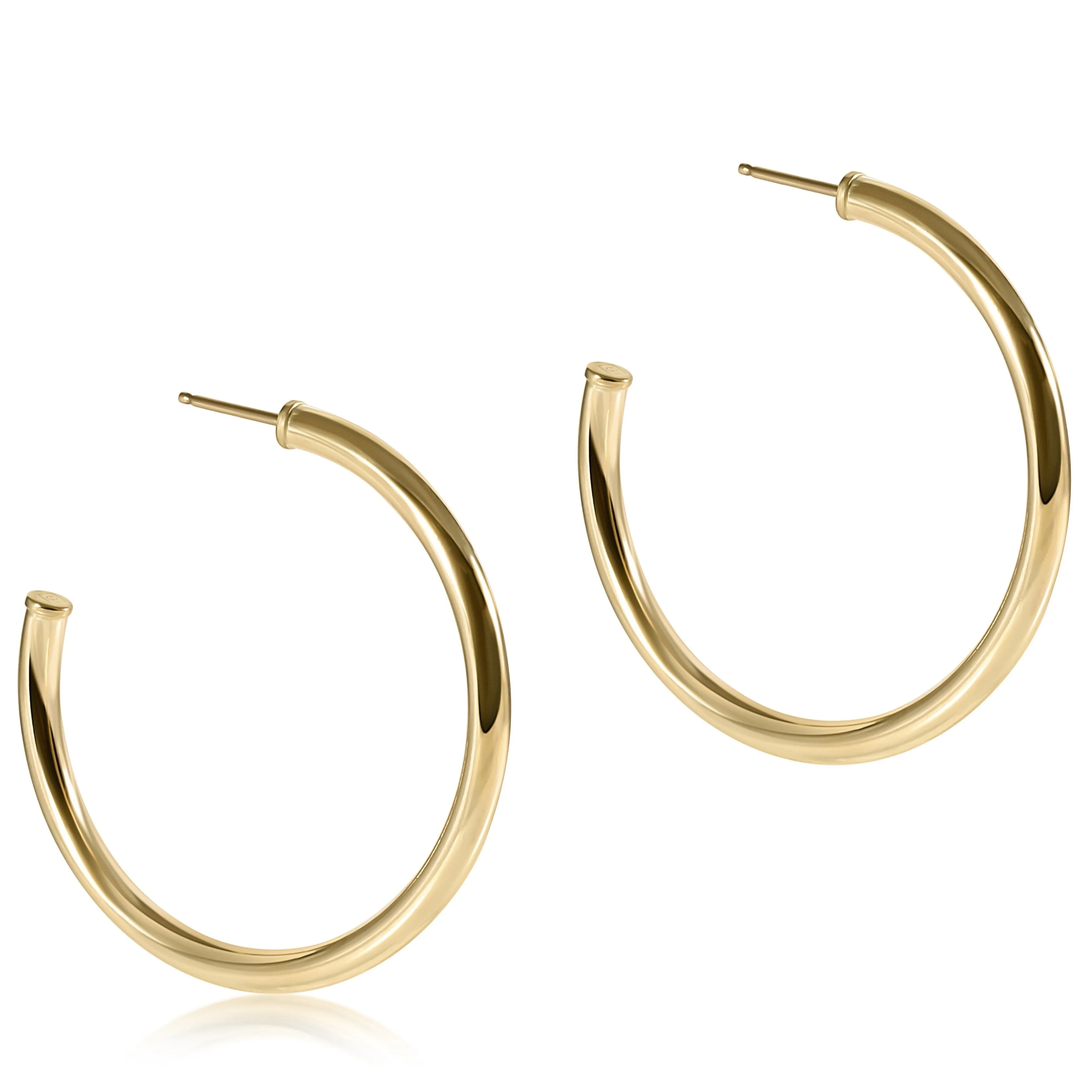 Round Gold 1.5" Post Hoop - 3mm - Smooth