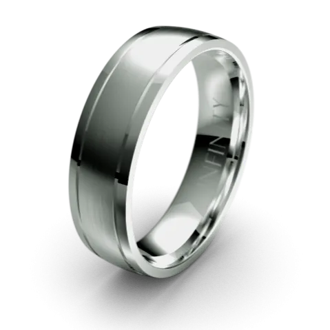 Rounded Smooth Dual Grooved Titanium Wedding Ring