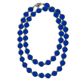 Royal Blue 38" Long Circle Glass Beaded Necklace