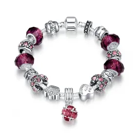 Ruby Red Designer Inspired Crystal Charm Bracelet