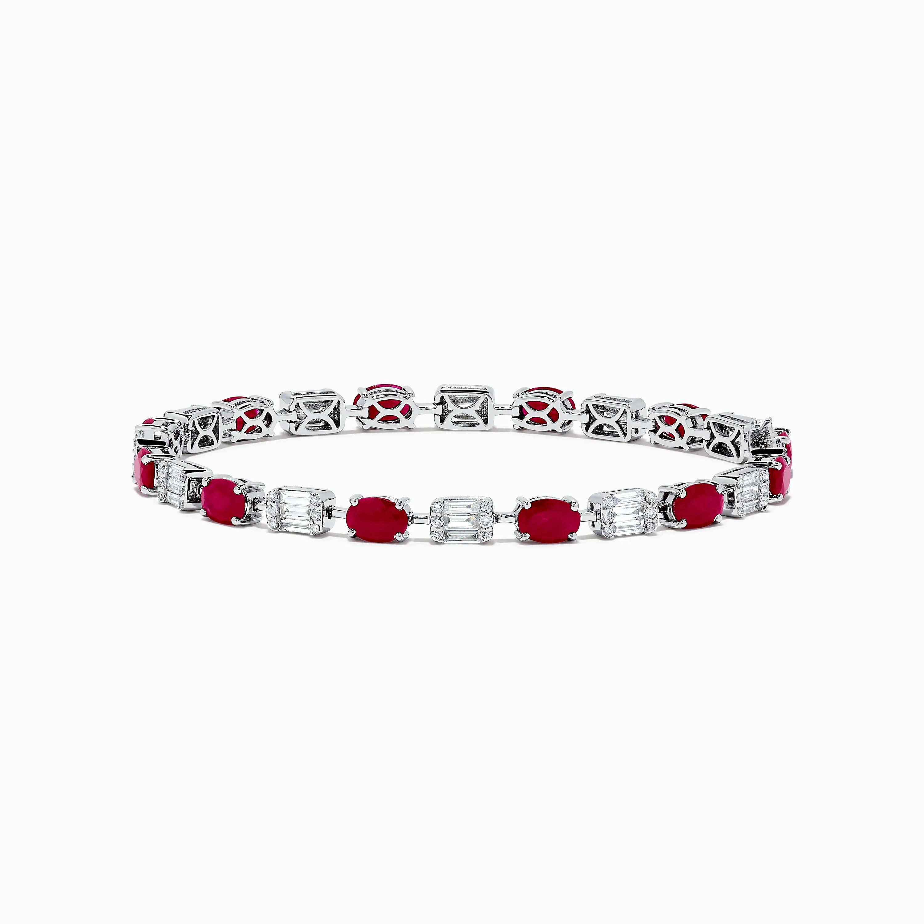 Ruby Royale 14K White Gold Ruby and Diamond Tennis Bracelet