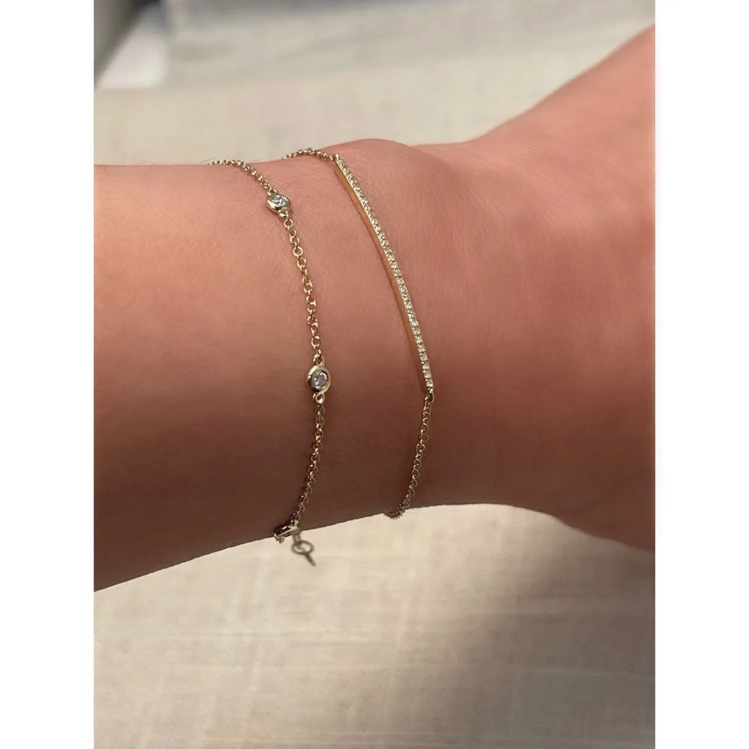 Ruby Skinny Bar Charm Link Bracelet