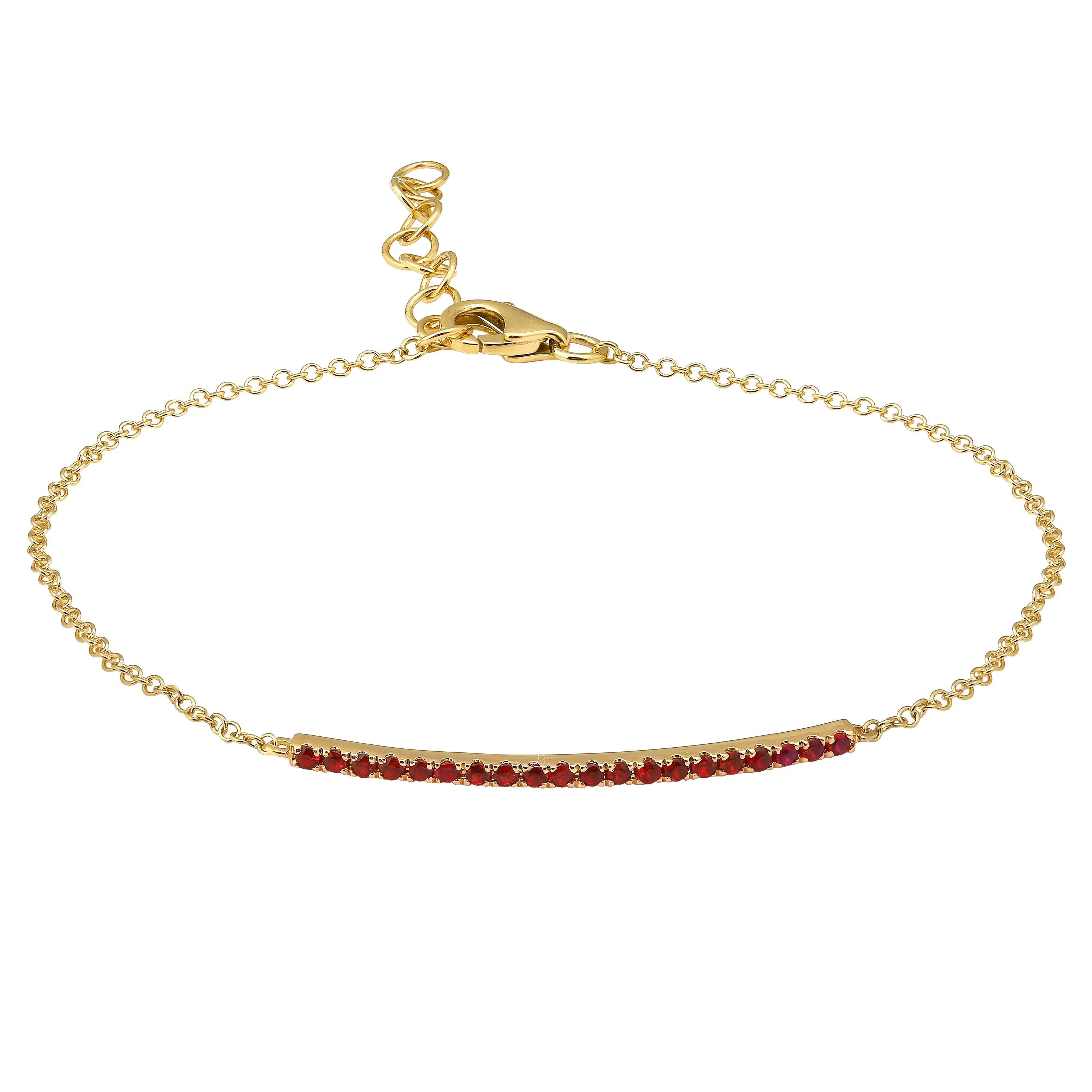 Ruby Skinny Bar Charm Link Bracelet