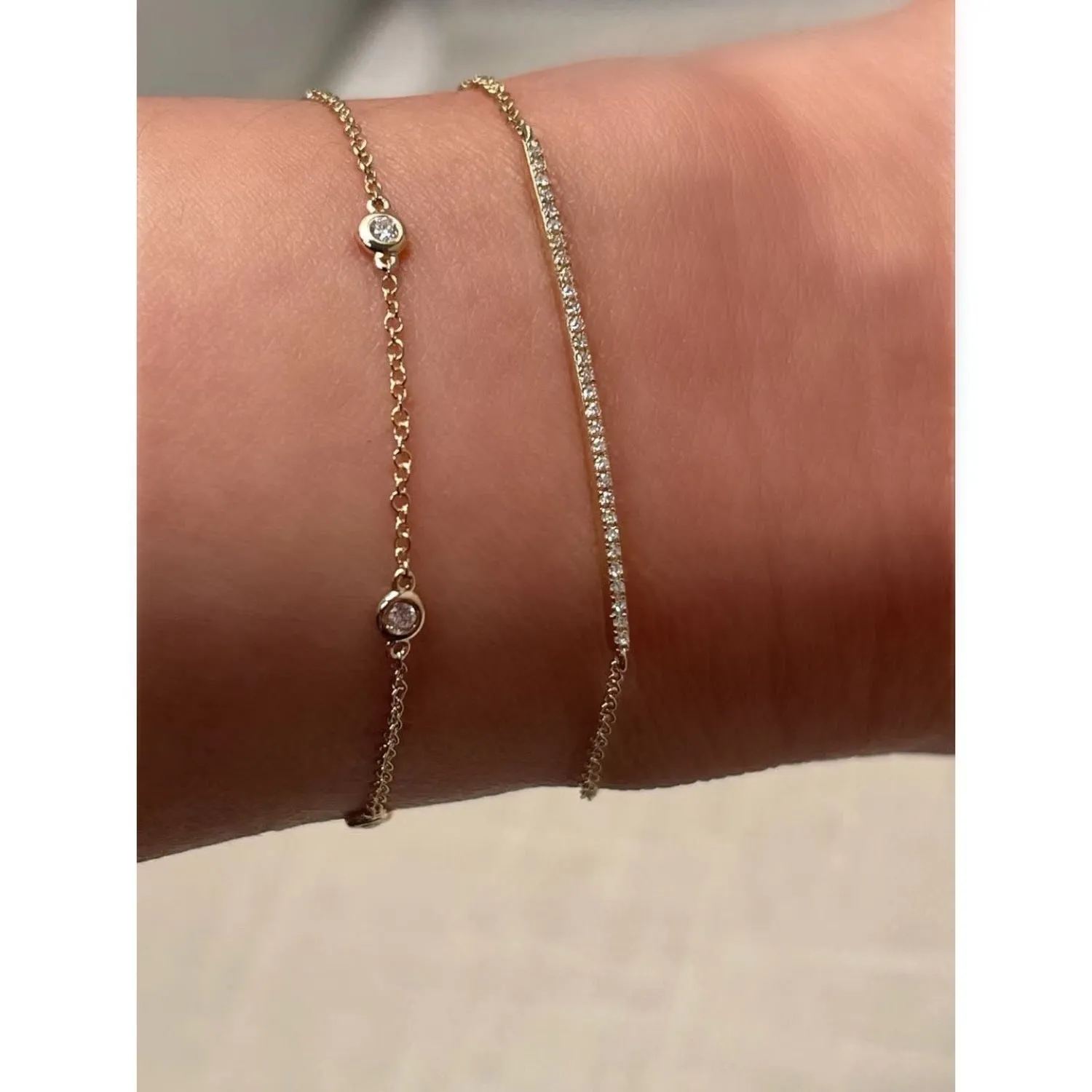 Ruby Skinny Bar Charm Link Bracelet