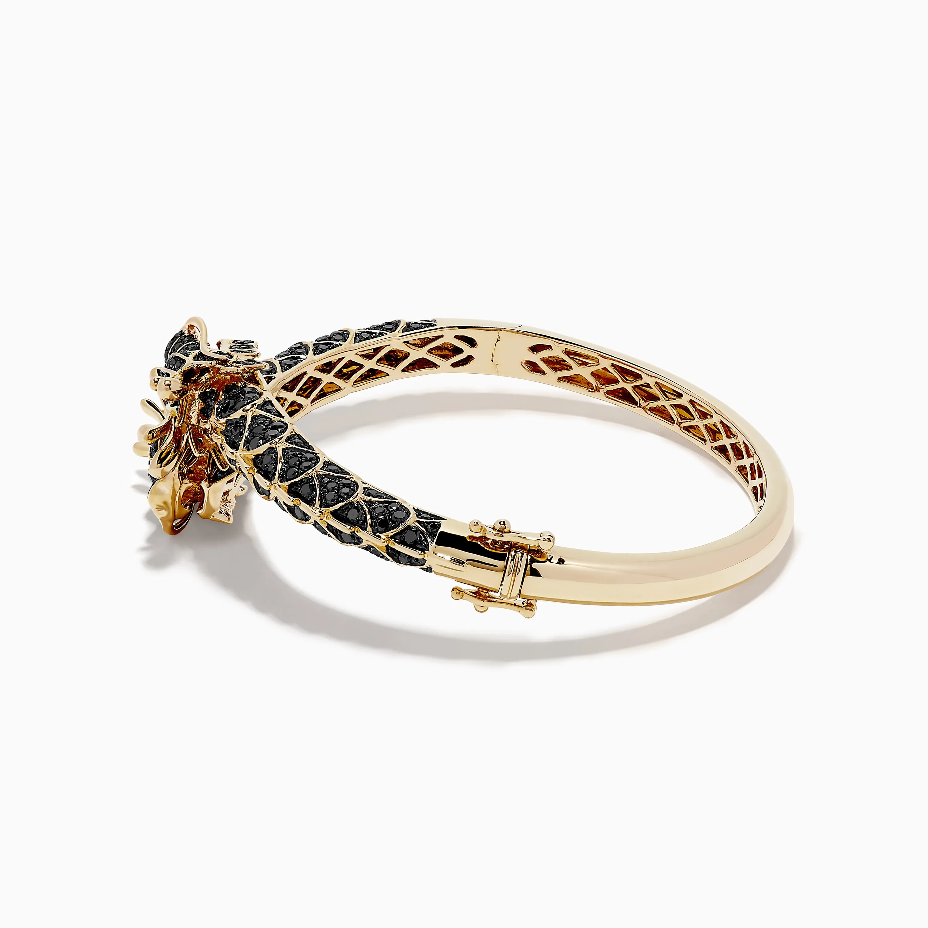 Safari 14K Yellow Gold Black Diamond Dragon Bangle