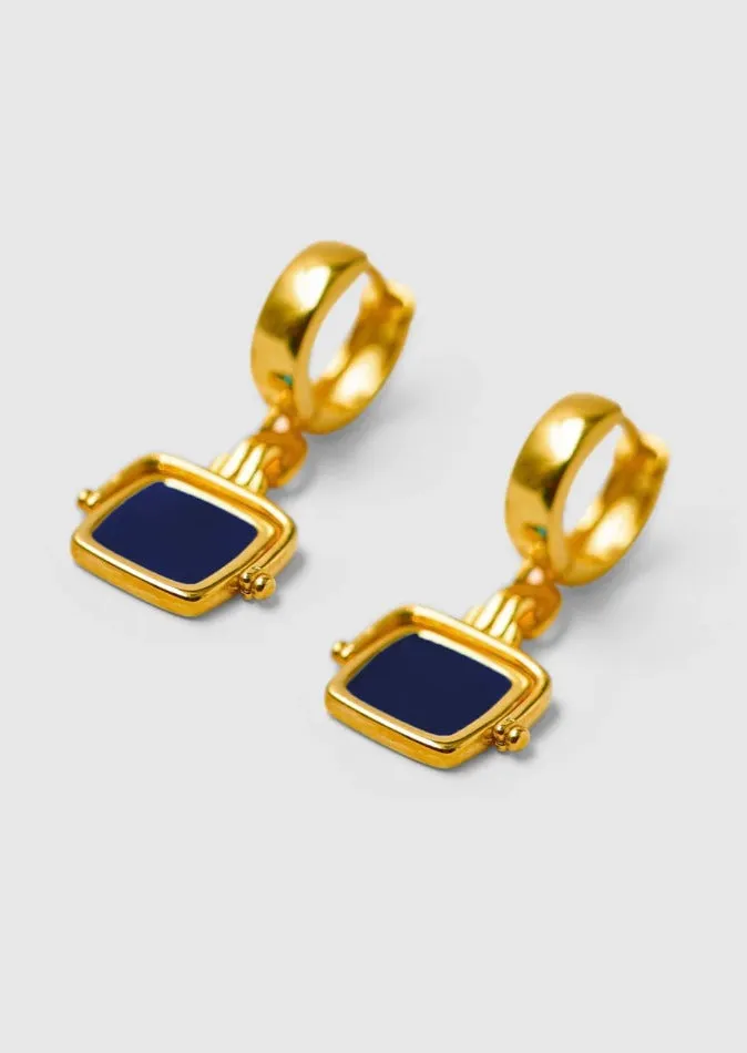 Santiago Drop Earrings Gold-Lapis